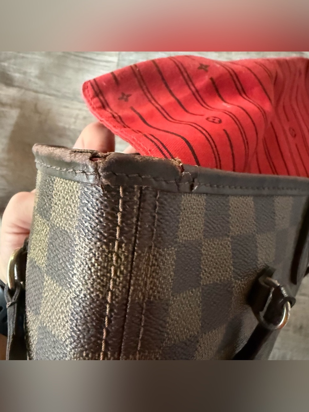 Authentic LV Damier MM Neverfull Dark Brown Monogram FLAWED - Picture 10 of 15